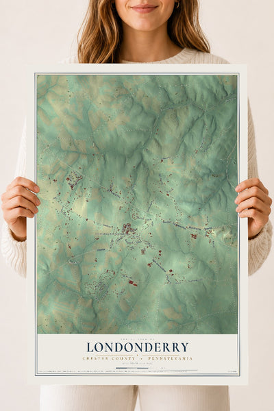 Map of Londonderry, Chester County, Pennsylvania, 18 x 24 inch unframed archival matte print