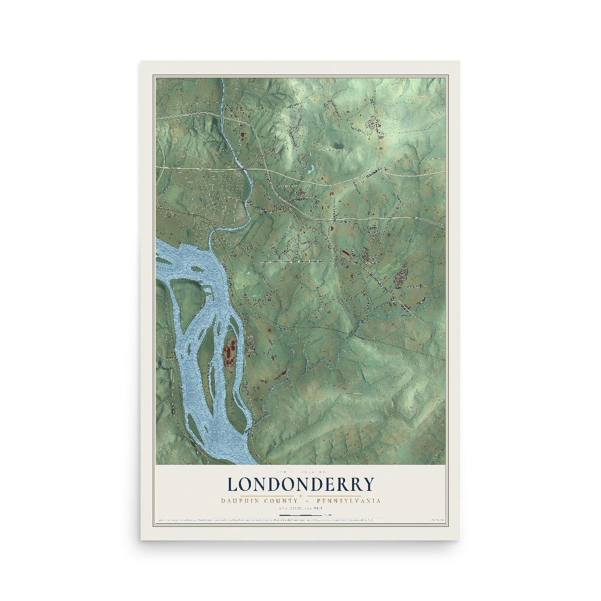 Map of Londonderry, Dauphin County, Pennsylvania, 12 x 18 inch unframed archival matte print