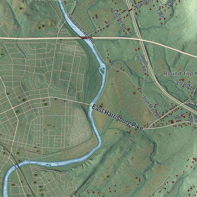 Second close-up of the map of Londonderry, Dauphin County, Pennsylvania print showing more streets and buildings