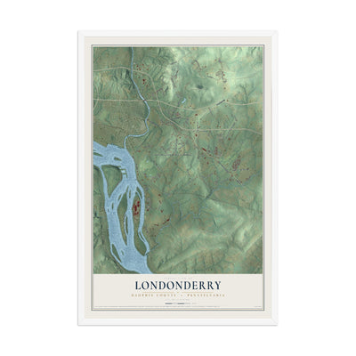 Map of Londonderry, Dauphin County, Pennsylvania, 12 x 18 inch print in a white wood frame