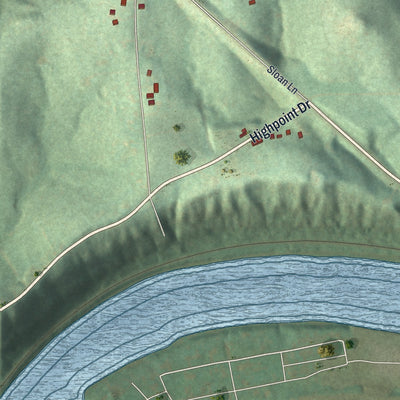 Close-up of the map of Long Branch, Pennsylvania print showing street and building detail