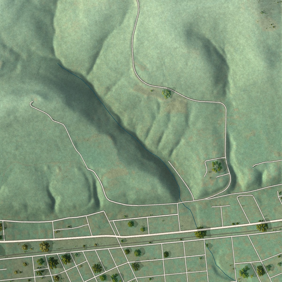 Second close-up of the map of Long Branch, Pennsylvania print showing more streets and buildings