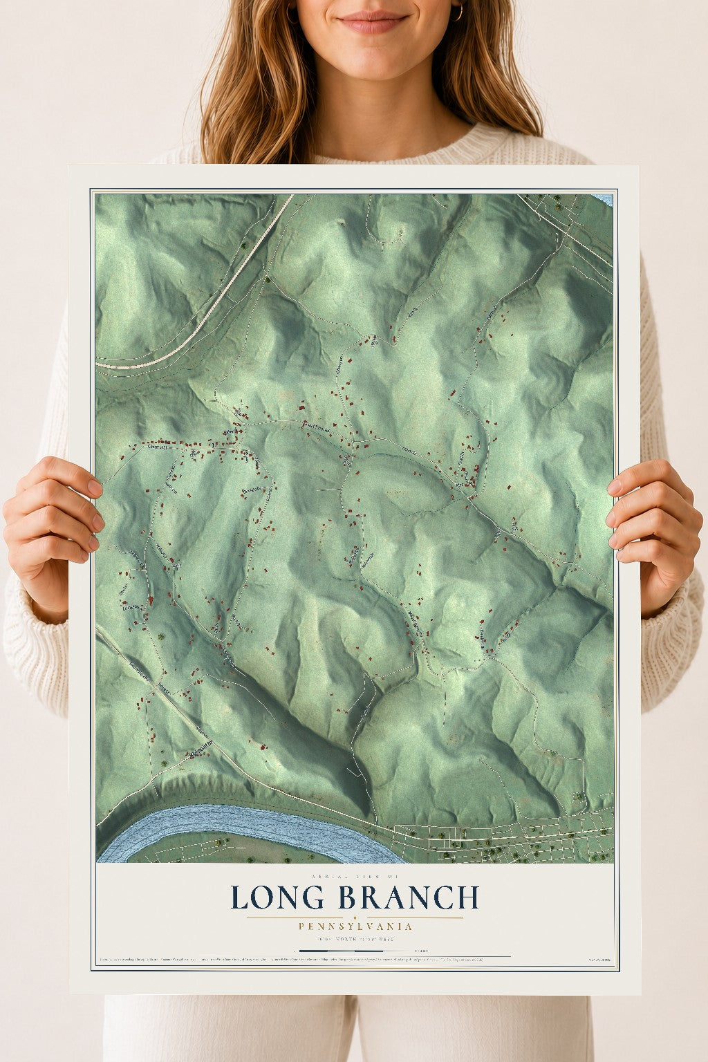 Map of Long Branch, Pennsylvania, 18 x 24 inch unframed archival matte print