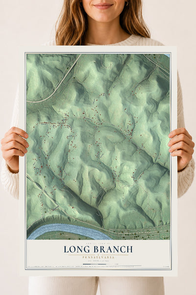 Map of Long Branch, Pennsylvania, 18 x 24 inch unframed archival matte print