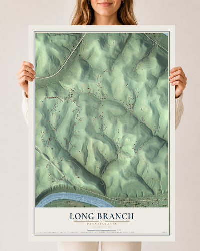Map of Long Branch, Pennsylvania, 24 x 36 inch unframed archival matte print