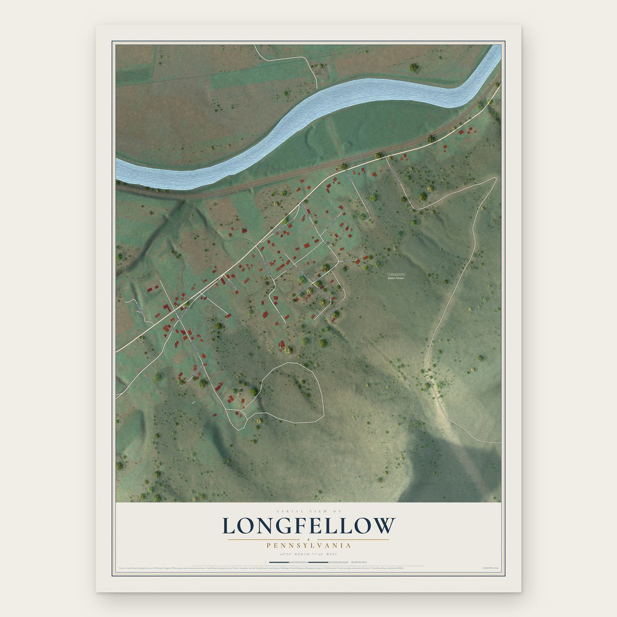 Longfellow, Pennsylvania map print, the full design