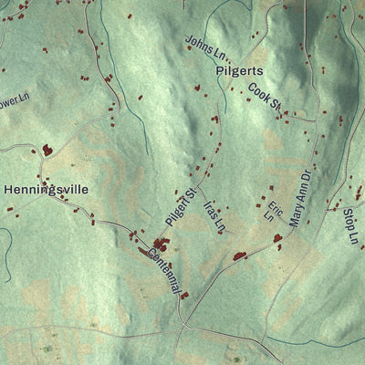 Close-up of the map of Longswamp, Pennsylvania print showing street and building detail