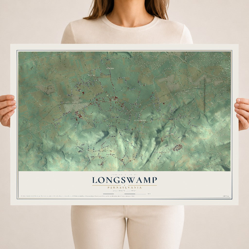 Map of Longswamp, Pennsylvania, 18 x 24 inch unframed archival matte print