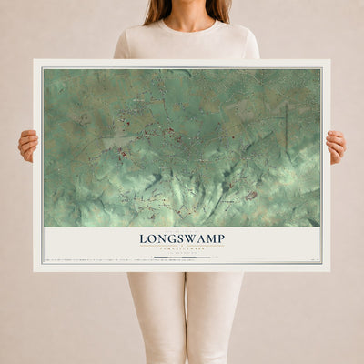 Map of Longswamp, Pennsylvania, 24 x 36 inch unframed archival matte print