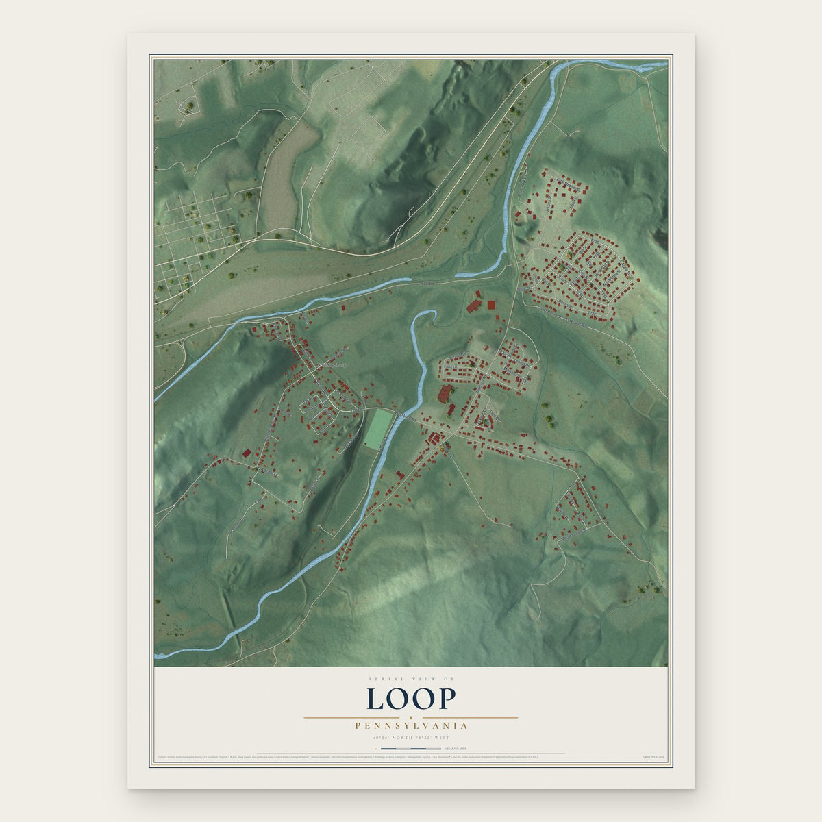 Loop, Pennsylvania map print, the full design