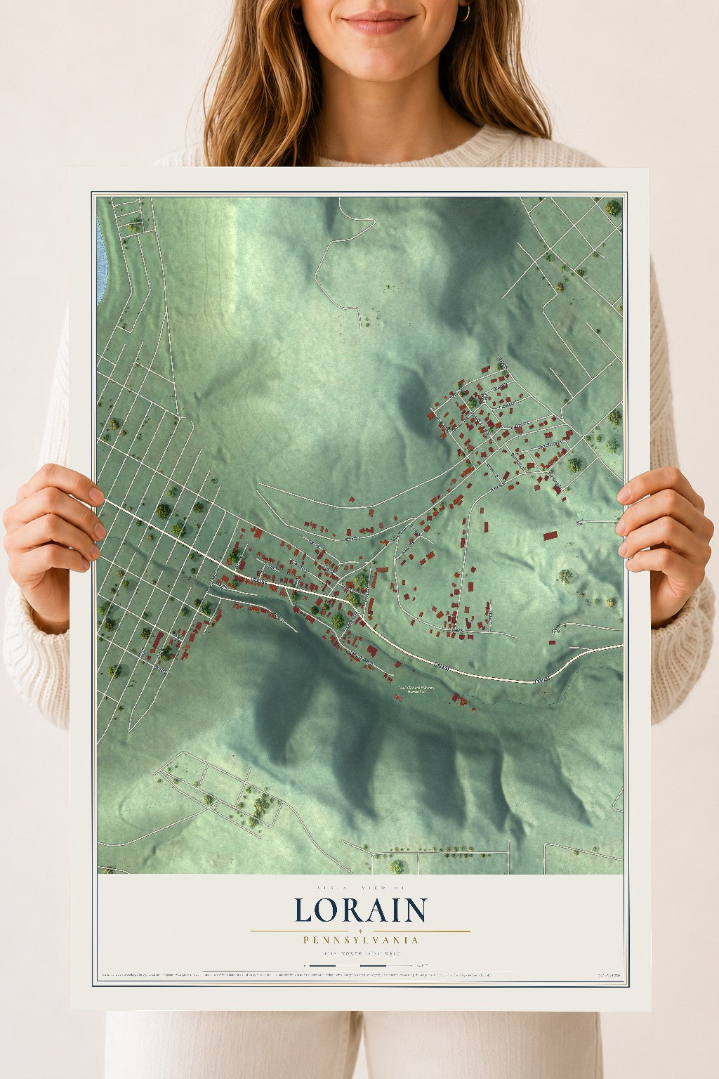 Map of Lorain, Pennsylvania, 18 x 24 inch unframed archival matte print