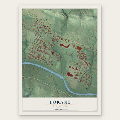 Lorane, Pennsylvania map print, the full design