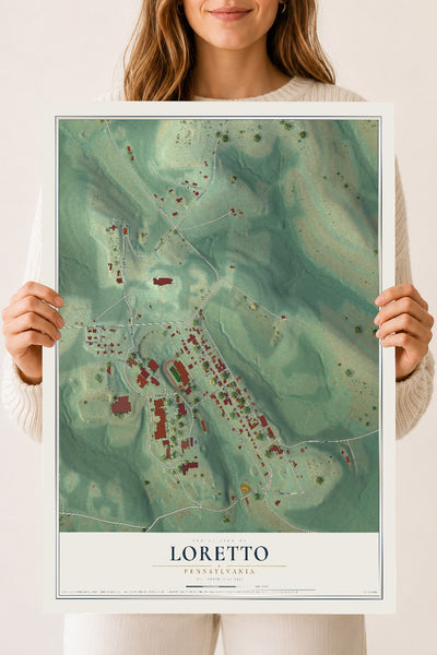 Map of Loretto, Pennsylvania, 18 x 24 inch unframed archival matte print