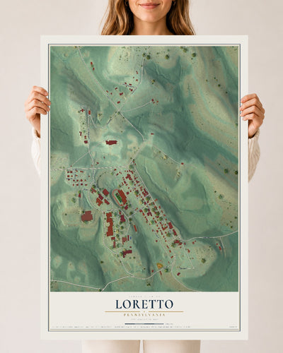 Map of Loretto, Pennsylvania, 24 x 36 inch unframed archival matte print