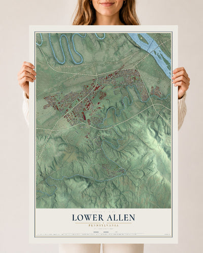 Map of Lower Allen, Pennsylvania, 24 x 36 inch unframed archival matte print