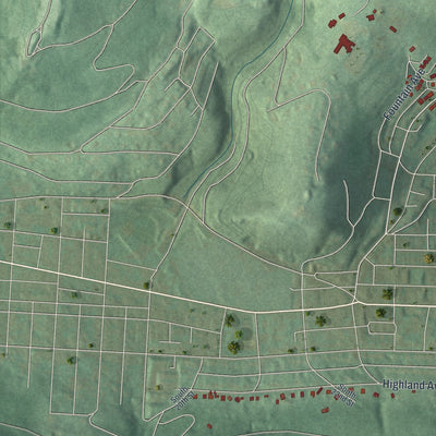 Second close-up of the map of Lower Alsace, Pennsylvania print showing more streets and buildings