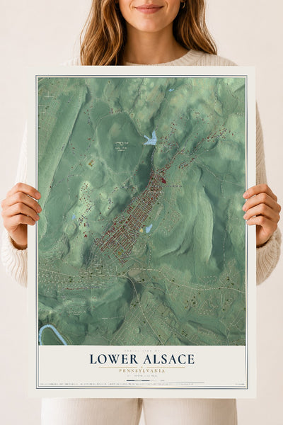 Map of Lower Alsace, Pennsylvania, 18 x 24 inch unframed archival matte print