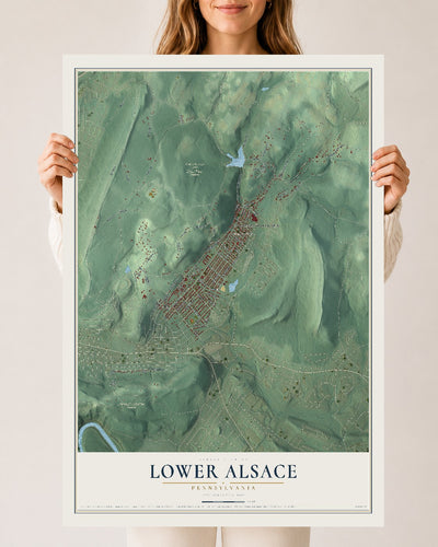 Map of Lower Alsace, Pennsylvania, 24 x 36 inch unframed archival matte print