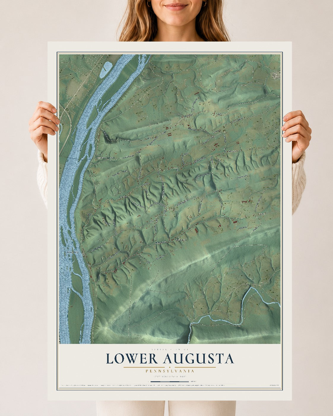 Map of Lower Augusta, Pennsylvania, 24 x 36 inch unframed archival matte print