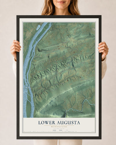 Map of Lower Augusta, Pennsylvania, 24 x 36 inch print in a black wood frame