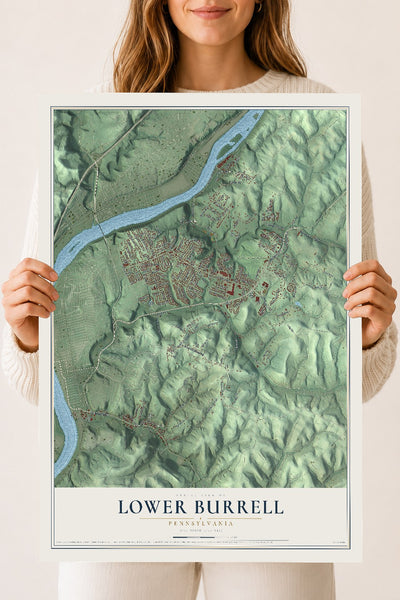 Map of Lower Burrell, Pennsylvania, 18 x 24 inch unframed archival matte print