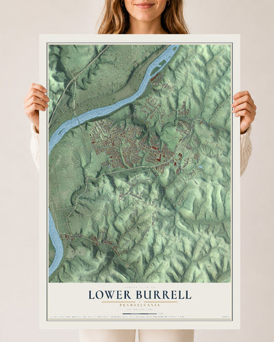 Map of Lower Burrell, Pennsylvania, 24 x 36 inch unframed archival matte print