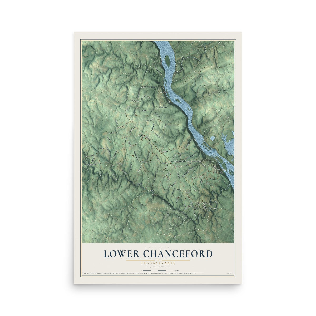 Map of Lower Chanceford, Pennsylvania, 12 x 18 inch unframed archival matte print