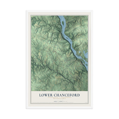 Map of Lower Chanceford, Pennsylvania, 12 x 18 inch print in a white wood frame