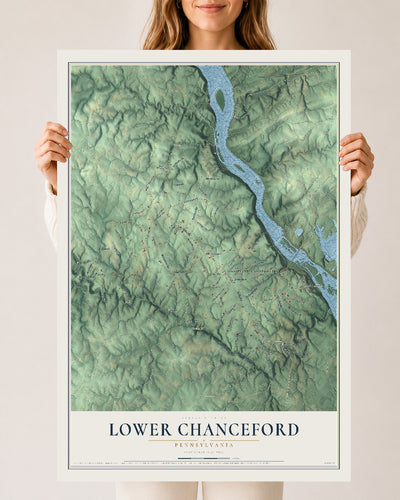 Map of Lower Chanceford, Pennsylvania, 24 x 36 inch unframed archival matte print