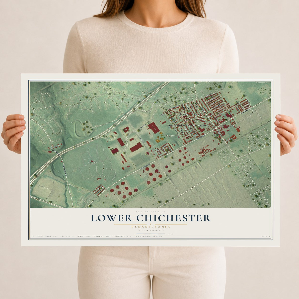 Map of Lower Chichester, Pennsylvania, 12 x 18 inch unframed archival matte print