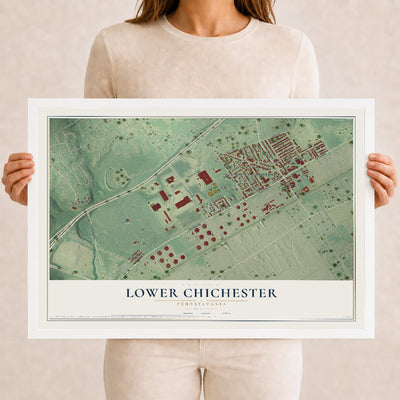 Map of Lower Chichester, Pennsylvania, 12 x 18 inch print in a white wood frame