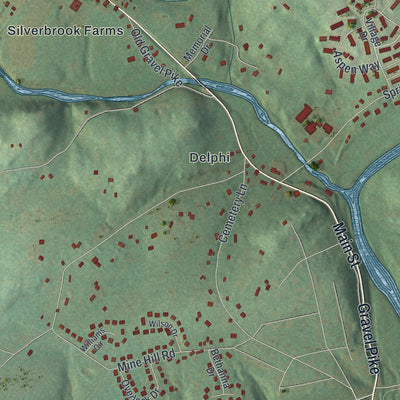 Second close-up of the map of Lower Frederick, Pennsylvania print showing more streets and buildings