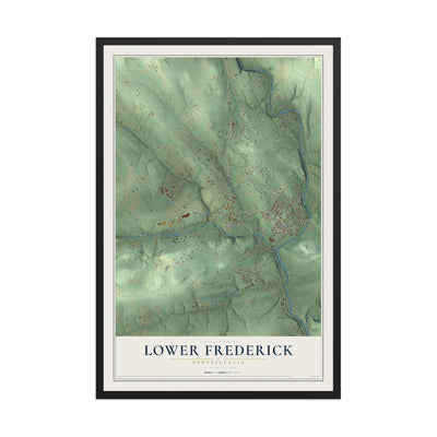 Map of Lower Frederick, Pennsylvania, 12 x 18 inch print in a black wood frame