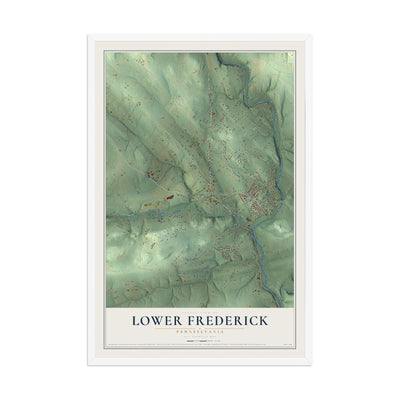 Map of Lower Frederick, Pennsylvania, 12 x 18 inch print in a white wood frame