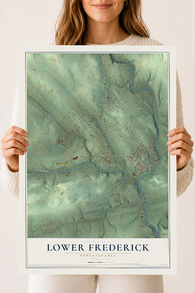 Map of Lower Frederick, Pennsylvania, 18 x 24 inch unframed archival matte print