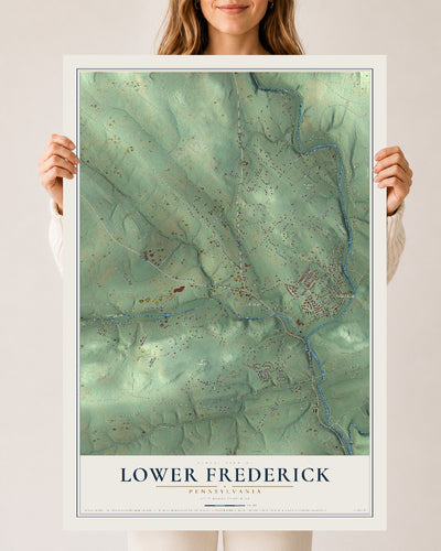 Map of Lower Frederick, Pennsylvania, 24 x 36 inch unframed archival matte print