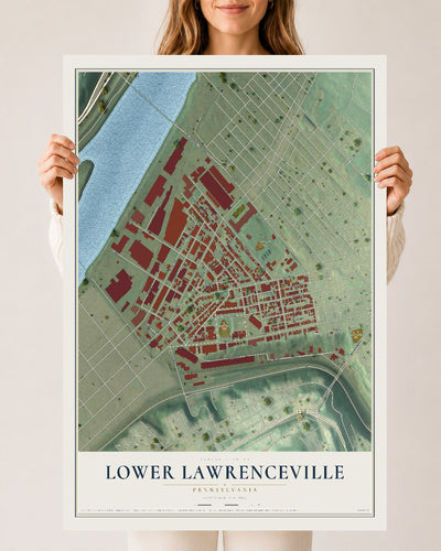 Map of Lower Lawrenceville, Pennsylvania, 24 x 36 inch unframed archival matte print