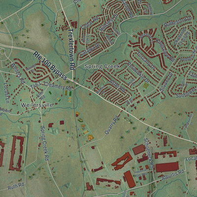 Second close-up of the map of Lower Macungie, Pennsylvania print showing more streets and buildings