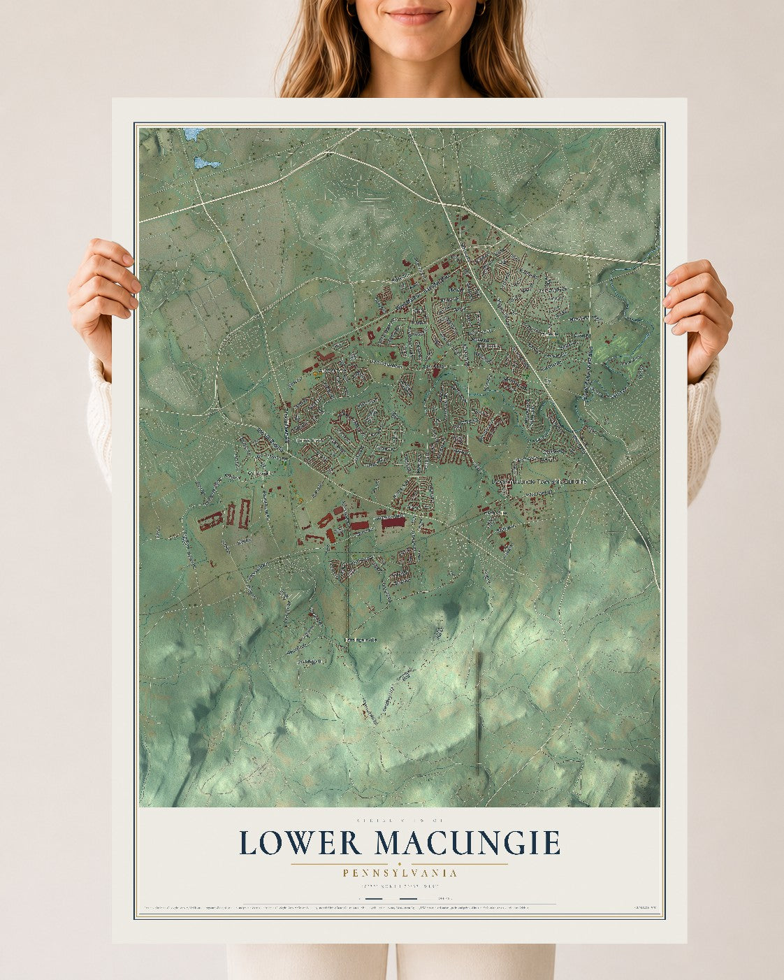 Map of Lower Macungie, Pennsylvania, 24 x 36 inch unframed archival matte print