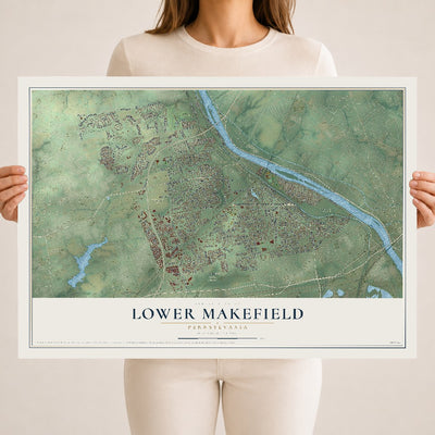 Map of Lower Makefield, Pennsylvania, 18 x 24 inch unframed archival matte print