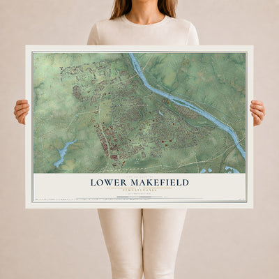 Map of Lower Makefield, Pennsylvania, 24 x 36 inch unframed archival matte print