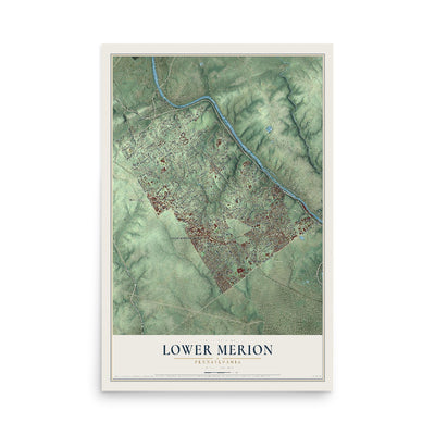 Map of Lower Merion, Pennsylvania, 12 x 18 inch unframed archival matte print
