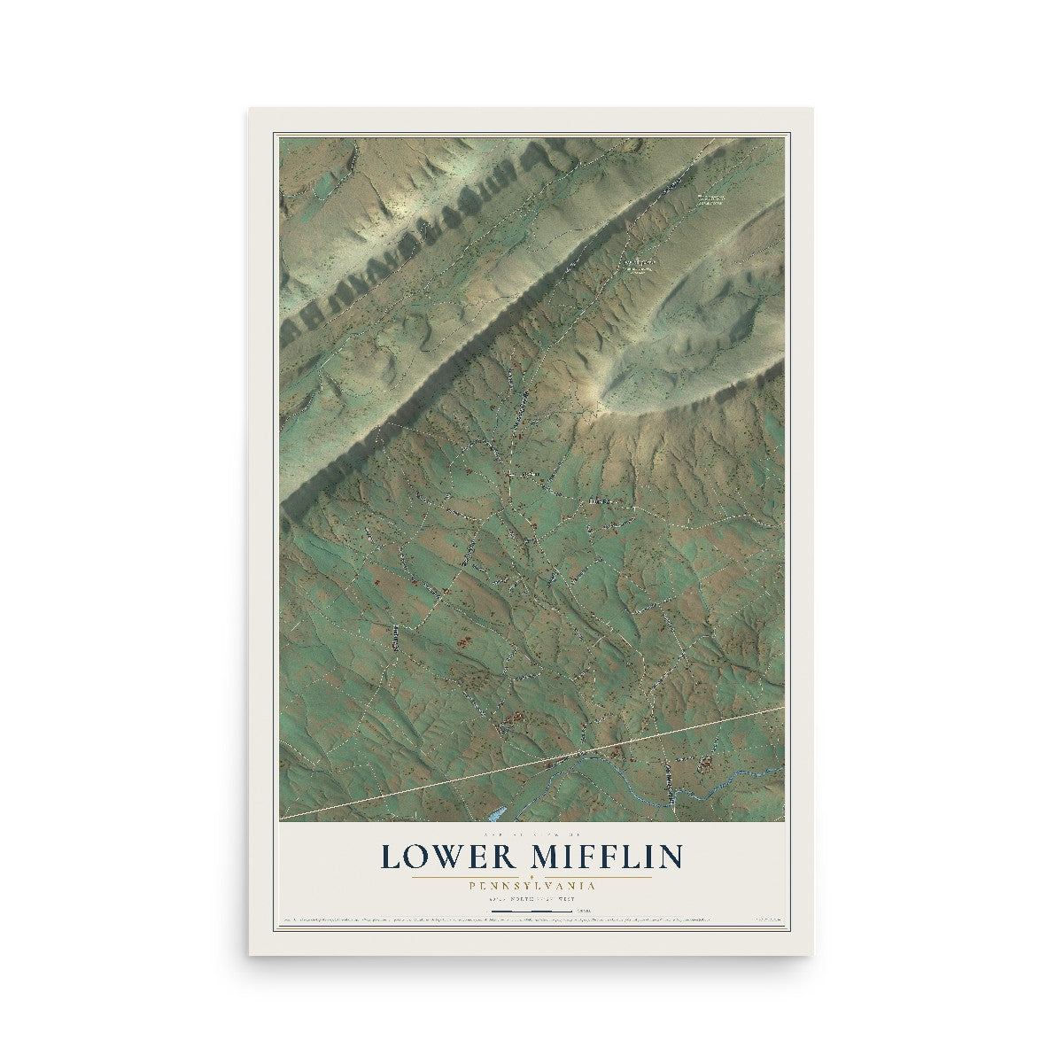 Map of Lower Mifflin, Pennsylvania, 12 x 18 inch unframed archival matte print