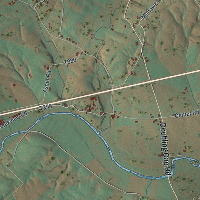 Close-up of the map of Lower Mifflin, Pennsylvania print showing street and building detail