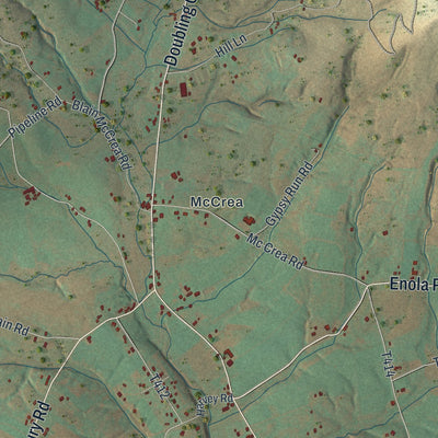 Second close-up of the map of Lower Mifflin, Pennsylvania print showing more streets and buildings
