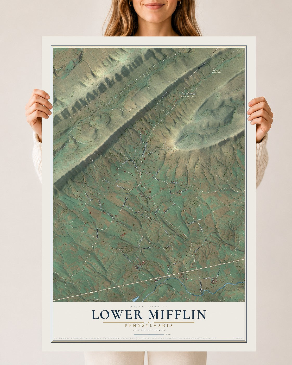 Map of Lower Mifflin, Pennsylvania, 24 x 36 inch unframed archival matte print