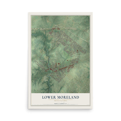 Map of Lower Moreland, Pennsylvania, 12 x 18 inch unframed archival matte print