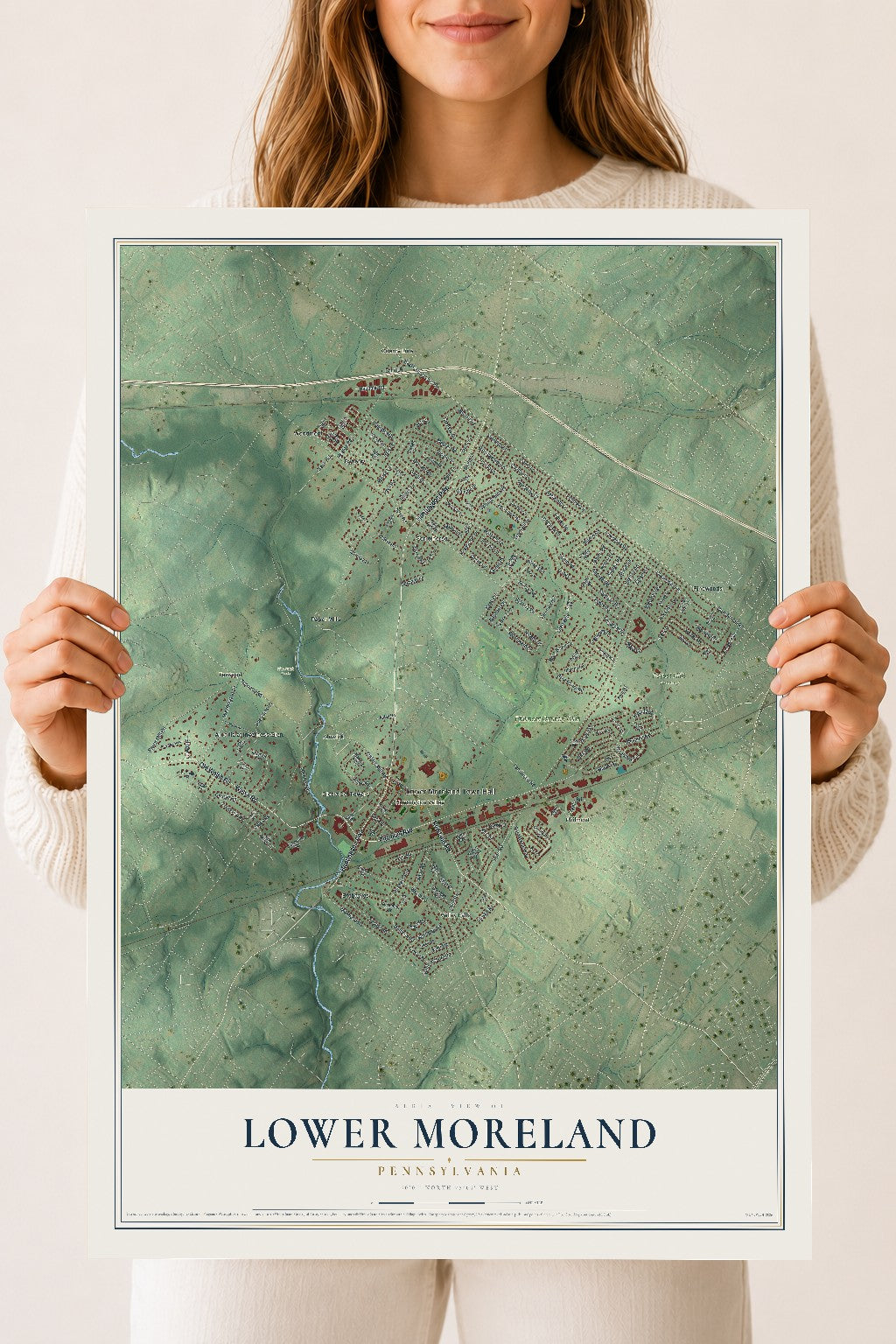 Map of Lower Moreland, Pennsylvania, 18 x 24 inch unframed archival matte print