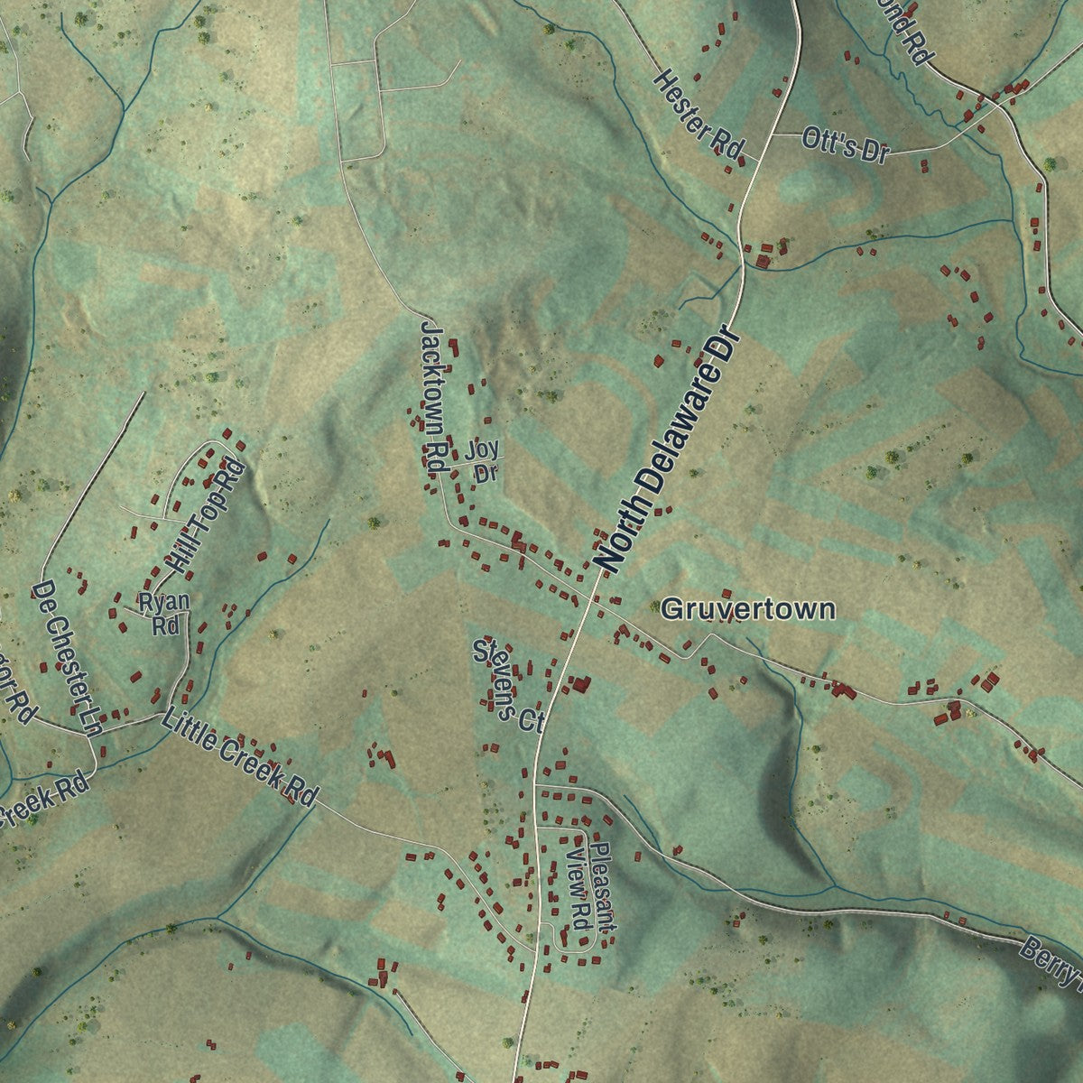 Second close-up of the map of Lower Mount Bethel, Pennsylvania print showing more streets and buildings