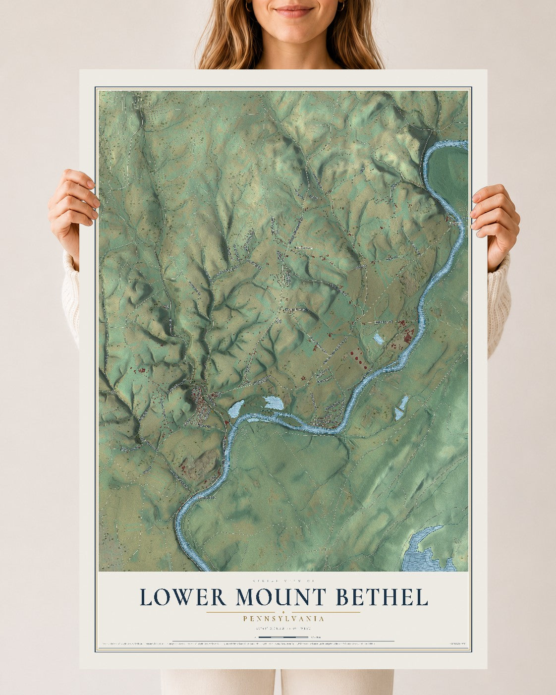 Map of Lower Mount Bethel, Pennsylvania, 24 x 36 inch unframed archival matte print